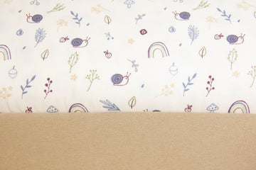 Stoffpaket Jersey + Bündchen mit Schnecken und Regenbogen, ecru, camel